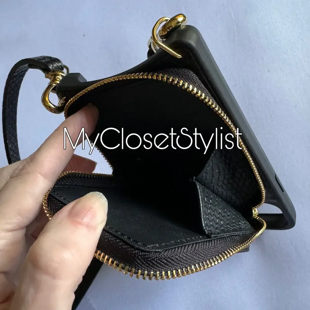NWT! Bandolier MIRROR Snake 13 Pro iPhone Case Crossbody Strap SET! Black Purse